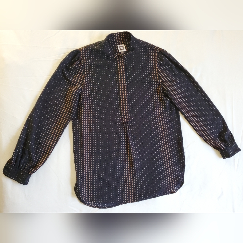 Anne Klein Polka-dot Long Sleeve Blouse